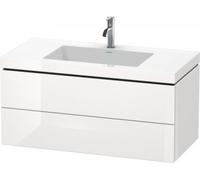Duravit lavabo pour meuble en L-Cube, c-coller avec socle, suspendu au mur, 100x48 cm, 2 tiroirs, sans trop-plein, 3 trous pour robinetterie, LC6928T4747, Couleur: Laque brillante Bleu Pierre