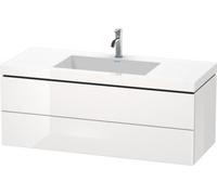 Duravit lavabo pour meuble en L-Cube, c-coller avec socle, suspendu au mur, 120x48 cm, 2 tiroirs, sans trop-plein, 3 trous pour robinetterie, LC6929T4747, Couleur: Laque brillante Bleu Pierre