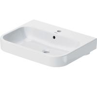 Duravit lavabo pour meuble Happy D.2 65cm avec trop-plein, avec plage pour robinetterie, 1 trou pour robinetterie, 23186500001, Couleur: Blanc avec Wondergliss