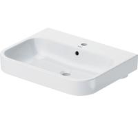 Duravit lavabo pour meuble Happy D.2 65cm avec trop-plein, avec plage pour robinetterie, 1 trou pour robinetterie, poli, 2318650027, Couleur: Blanc