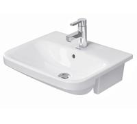 Duravit lavabo semi-encastré DuraStyle 55cm avec trop-plein, avec plage pour robinetterie, 1 trou pour robinetterie, 03755500001, Couleur: Blanc avec Wondergliss