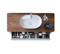 Duravit Luv Meuble sous-lavabo à poser LU9566, 1338 x 570 mm, 1 tiroir, 1 tablette coulissante, LU956603939, Couleur: Laque mate en soie Nordic White