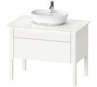 Duravit Luv Meuble sous-lavabo à poser LU9569, 938 x 570 mm, 1 tiroir, 1 tablette coulissante, LU956903636, Couleur: Laque mate en soie blanche
