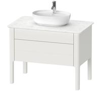 Duravit Luv Meuble sous-lavabo à poser LU9569, 938 x 570 mm, 1 tiroir, 1 tablette coulissante, LU956903939, Couleur: Laque mate en soie Nordic White