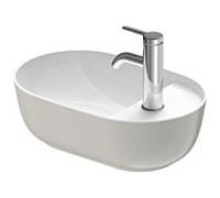 Duravit Luv vasque à poser 42x27cm, sans trop-plein, avec plage de robinetterie, 1 trou pour robinetterie, rectifié, 0381422300, Couleur: Couleur intérieure blanc brillant / couleur extérieure gris sa