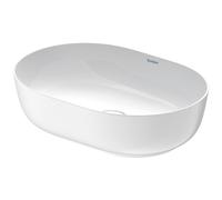 Duravit Luv vasque à poser 50x35cm, sans trop-plein, sans percement pour robinetterie, meulé, 03795026001, Couleur: Couleur intérieure blanc brillant / couleur extérieure blanc satiné avec Wondergliss