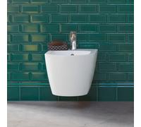 Duravit Me by Starck mur Bidet 2290153200 37x48cm, avec trou pour robinetterie, trop-plein, banque de trous pour robinetterie, blanc satiné mat