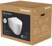 Duravit ME by Starck Ensemble de WC suspendu, Rimless, Durafix, abaissement automatique, 570mm, blanc ultra-brillant avec DuraShield, 452909AAA1