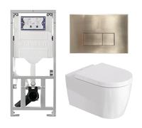 Duravit Me by Starck Ensemble WC - réservoir encastré avec mécanisme de chasse UP320 - abattant à fermeture ralentie (soft-close) - plaque de commande en métal laiton - boutons rectangulaires - laiton