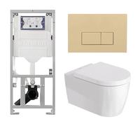 Duravit Me by Starck Ensemble WC - réservoir encastré avec mécanisme de chasse UP320 - abattant à fermeture ralentie (soft-close) - plaque de commande en plastique beige - boutons rectangulaires - bei