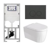 Duravit Me by Starck Ensemble WC - réservoir encastré avec mécanisme de chasse UP320 - abattant à fermeture ralentie (soft-close) - plaque de commande en plastique anthracite mat - boutons ronds - ant