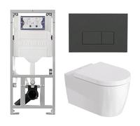 Duravit Me by Starck Ensemble WC - réservoir encastré avec mécanisme de chasse UP320 - abattant à fermeture ralentie (soft-close) - plaque de commande en plastique anthracite mat - boutons rectangulai