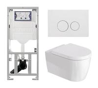 Duravit Me by Starck Ensemble WC - réservoir encastré avec mécanisme de chasse UP320 - abattant à fermeture ralentie (soft-close) - plaque de commande blanc mat - boutons ronds - blanc mat SW89009/070