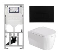 Duravit Me by Starck Ensemble WC - réservoir encastré avec mécanisme de chasse UP320 - abattant à fermeture ralentie (soft-close) - plaque de commande en métal noir mat - boutons rectangulaires - noir