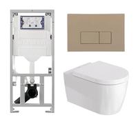 Duravit Me by Starck Ensemble WC - réservoir encastré avec mécanisme de chasse UP320 - abattant à fermeture ralentie (soft-close) - plaque de commande en plastique taupe - boutons rectangulaires - tau