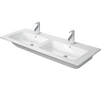 Duravit ME by Starck lavabos doubles pour meubles, 2 trous de robinetterie, 2 vasques, avec trop-plein, 1300mm, 23361300001, Couleur: Blanc avec Wondergliss