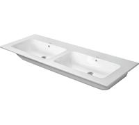 Duravit ME by Starck lavabos doubles pour meubles, avec trop-plein, sans trou pour robinetterie, avec plage de robinetterie, 1300mm, 2336130060, Couleur: Blanc