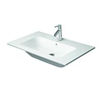 Duravit Me by Starck meuble lavabo 2336833260 83 x 49 cm, blanc satiné mat, sans trou pour robinetterie, avec trop-plein, banque de trous pour robinetterie
