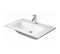 Duravit Me by Starck meuble lavabo 23368332601 83 x 49 cm, blanc satiné mat, WonderGliss, sans trou pour robinetterie, avec trop-plein, banque de trous pour robinetterie