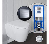 Duravit ME by Starck Pack complet avec cuvette suspendue et bâti-support neeos,, 2584092000+16601CR#SET,