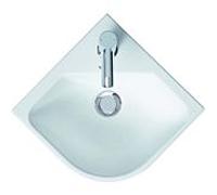 Duravit Me by Starck vasque d'angle 0722433200 43,5 x 38 cm, avec trou pour robinetterie, avec trop-plein, avec plage de robinetterie, blanc mat
