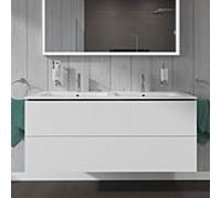 Duravit ME by Starck Waschtisch mit L-Cube Waschtischunterschrank 130 cm, weiss matt