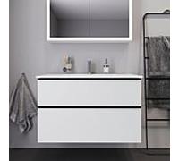 Duravit ME by Starck Waschtisch weiss mit D-Neo 2 Waschtischunterschrank 100cm weiss matt