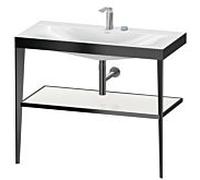 Duravit Meuble lavabo combiné XViu XV4716EB285 100 x 48 cm, 2 trous pour robinetterie, blanc brillant, avec console en métal, noir mat