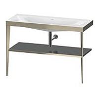 Duravit XViu vasque combinaison XV4717NB189 120 x 48 cm, sans trou pour robinet, gris flanelle brillant, avec console en métal, champagne mat