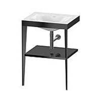 Duravit meuble lavabo XViu XV4714NB240 60 x 48 cm, sans trou pour robinet, noir brillant, avec console en métal, noir mat