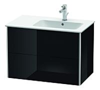 Duravit Meuble sous Duravit XSquare XS417704040 81x56x47,8cm, 2 tiroirs, lavabo à droite, noir brillant