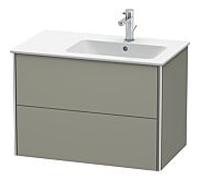 Duravit Meuble sous Duravit XSquare XS417709292 81x56x47,8cm, 2 tiroirs, vasque à droite, gris pierre satiné mat