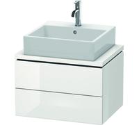 Duravit Meuble sous-lavabo L-Cube pour console Largeur 620mm, profondeur 477mm, 2 tiroirs, LC580508585, Couleur: Laque brillante blanche
