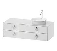 Duravit Meuble sous-lavabo White Tulip WT4992R8585 130 x 55 cm, Weiß Hochglanz , suspendu, 2 tiroirs avec poignées, vasque à droite