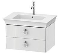 Duravit White Tulip, meuble-lavabo suspendu, largeur 684 x profondeur 458mm, avec 2 tiroirs, avec poignÃ©e, WT43510, Coloris: Laque brillante blanche - WT435108585