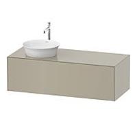 Meuble Pour Vasque à Poser Duravit White Tulip 1 tiroir, vasque gauche 1300x408mm Taupe Mat Soyeux WT4977L6060