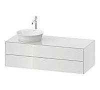 Duravit Meuble sous-vasque Tulip blanc WT4987L8585 130 x 55 cm, Weiß Hochglanz , suspendu, 2 tiroirs, 2000 , vasque à gauche