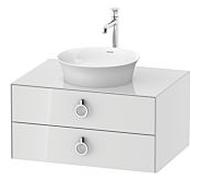 Duravit Meuble sous-vasque Tulip blanc WT499008585 80 x 55 cm, Weiß Hochglanz , suspendu, 2 tiroirs avec poignée, plaque console 2000