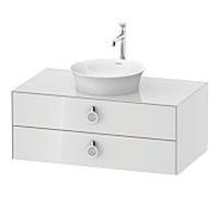 Duravit Meuble sous-vasque Tulip blanc WT499108585 100 x 55 cm, Weiß Hochglanz , suspendu, 2 tiroirs avec poignée, plaque console 2000