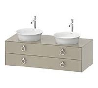Duravit White Tulip meuble sous-vasque WT4993B6060 130 x 55 cm, Taupe Seidenmatt , suspendu, 2 tiroirs avec poignées, vasque des deux côtés