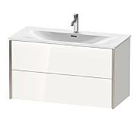 Duravit Meuble sous-vasque XViu XV41350B122 101 x 55,7 x 48 cm, blanc brillant, 2 tiroirs, champagne mat