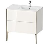 Duravit Meuble sous-vasque XViu XV44870B122 81x48x59,4cm, 2 coulissants, vasque à droite, champagne mat, blanc brillant