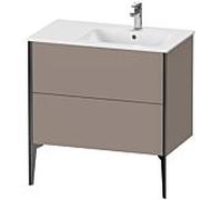 Duravit XViu 4487 Meuble sous-lavabo vertical, 2 tiroirs, pour lavabo ME by Starck 234683 Cuvette droite, 810x480 mm, XV44870B243, Couleur: noir mat/basalte mat