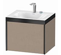 Duravit Meuble sous-vasque XViu XV4609EB275P 60x48cm, 2000 , 2 trous pour robinetterie, noir mat, Rahmen P, lin