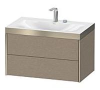 Duravit Meuble sous-vasque XViu XV4615EB111P 80x48cm, 2 tiroirs, 2 trous pour robinetterie, champagne mat, Rahmen P, chêne cachemire