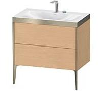 Duravit Meuble sous-vasque XViu XV4710EB112P 80x48cm, 2 coulissants, 2 trous pour robinetterie, champagne mat, Rahmen P, chêne brossé