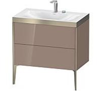 Duravit Meuble sous-vasque XViu XV4710EB186P 80x48cm, 2 coulissants, 2 trous pour robinetterie, champagne mat, Rahmen P, cappucino brillant