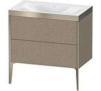 XViu Duravit vasque XV4710NB111P 80x48cm, 2 coulissants, sans trou pour robinet, champagne mat, Cadres P, chêne cachemire
