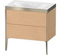 Duravit Meuble sous-vasque XViu XV4710NB112P 80x48cm, 2 coulissants, sans trou pour robinet, champagne mat, Rahmen P, chêne brossé