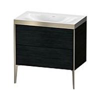 Duravit Meuble sous-vasque XViu XV4710NB116P 80x48cm, 2 coulissants, sans trou pour robinet, champagne mat, Rahmen P, chêne noir